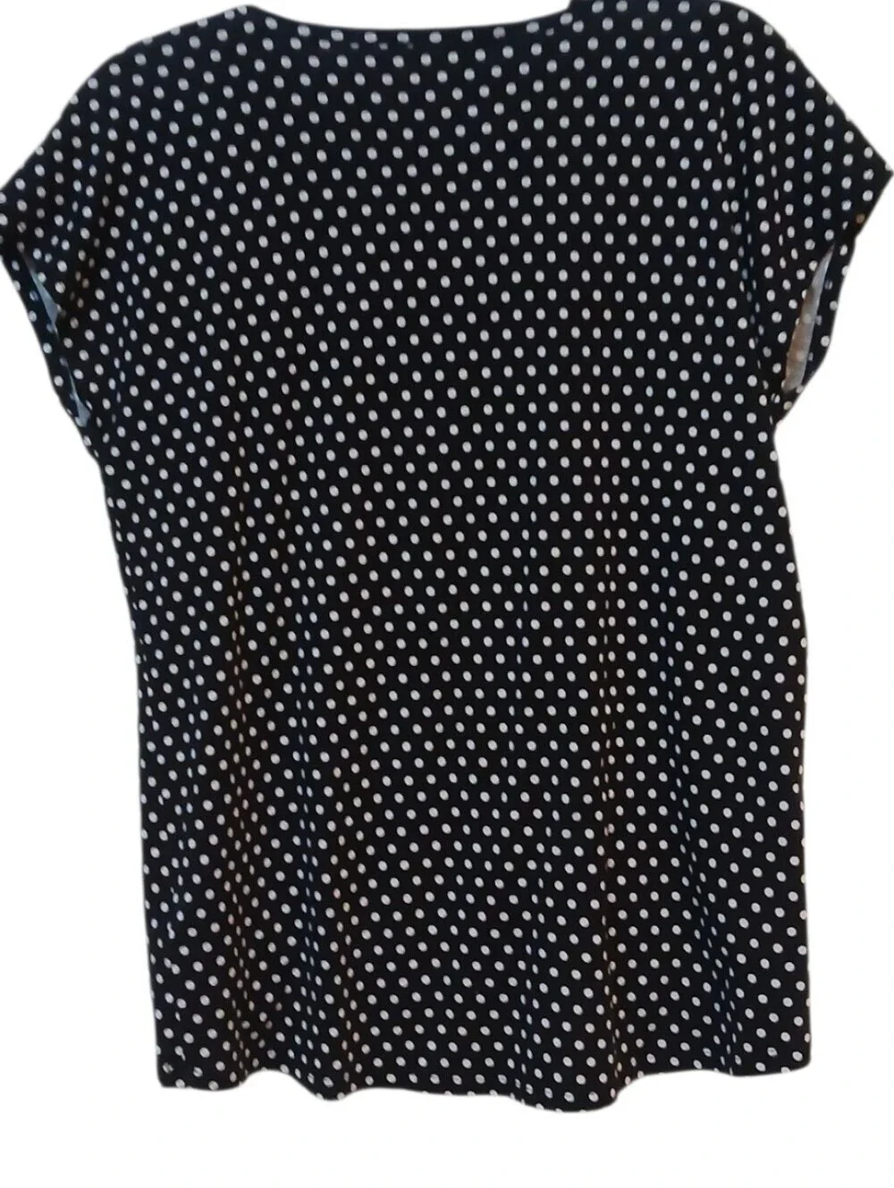 Michael Kors - Black Hi/Lo Blouse With White Poke dots, Flutter Sleeves,